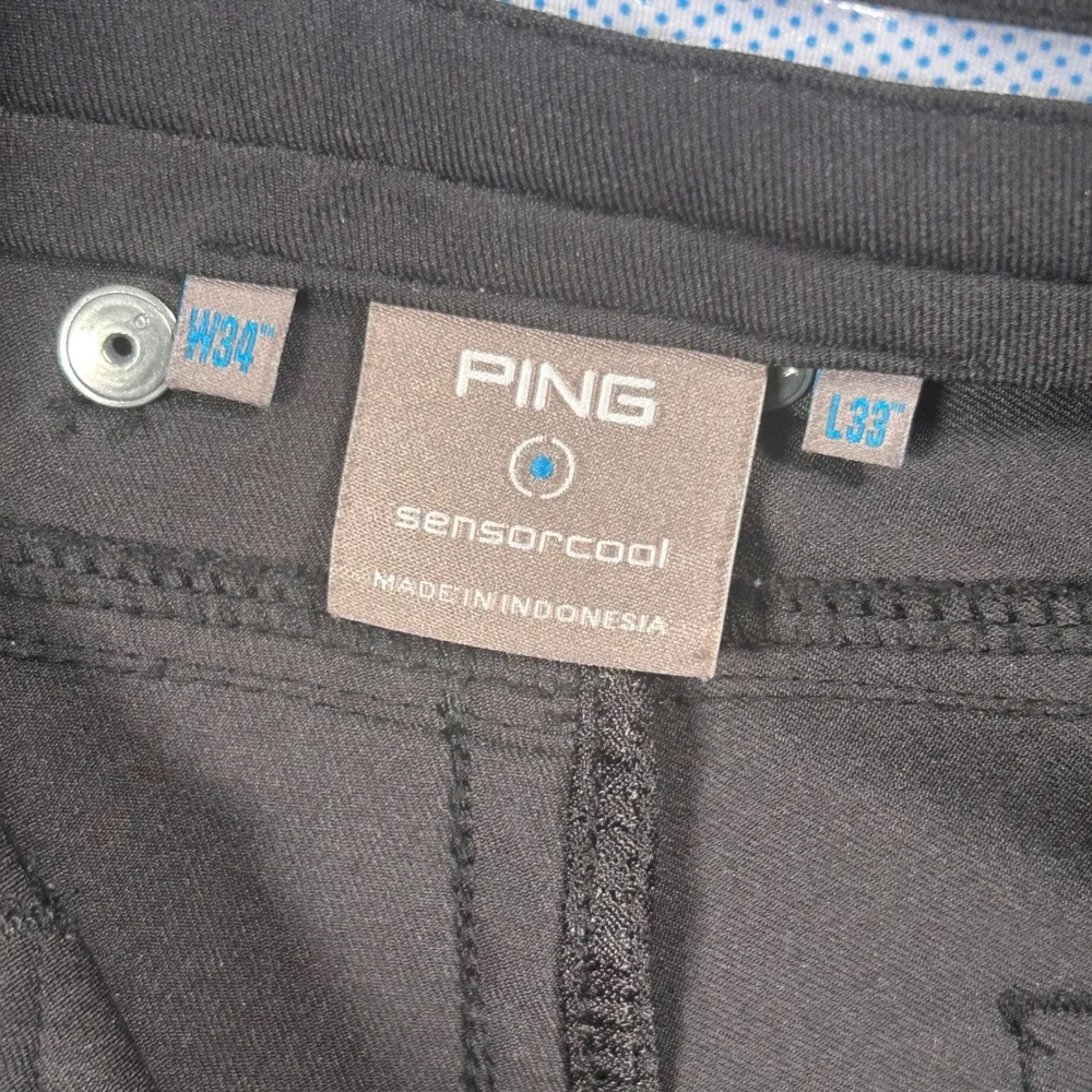 Ping Sensorcool Mens Golf Pants Black 34x33 Performance Trousers Five Pocket